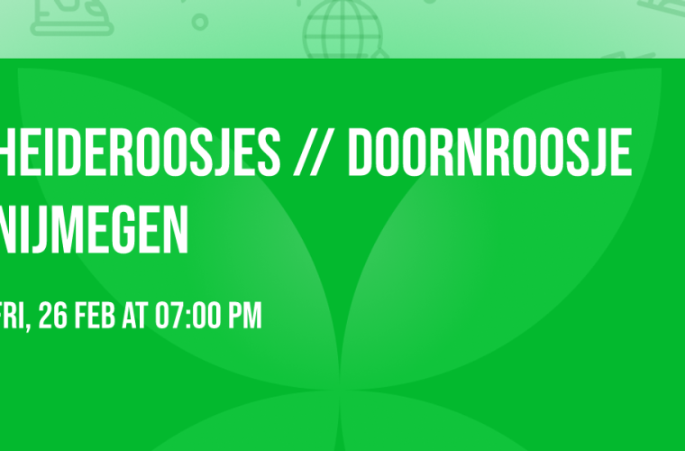Het podium van Doornroosje met de Nijmeegse skyline op de achtergrond, klaar voor een punkrock-avond met Heideroosjes